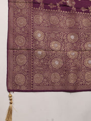 Ethnic Motifs Woven Chanderi Unstitched Suit Piece With Dupatta