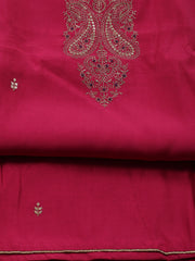 Neck Embroidered Chanderi Unstitched Suit Piece With Dupatta