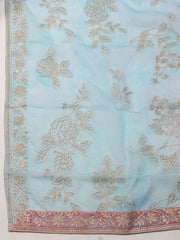 Floral Embroidery Organza Unstitched Suit Piece With Dupatta