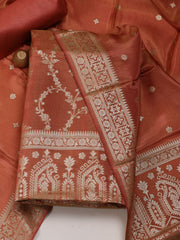Floral Woven Chanderi Unstitched Suit Piece With Dupatta