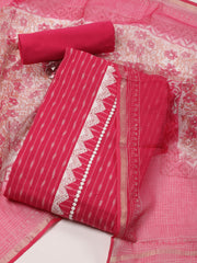 Ikat Printed Cotton Unstitched Suit Piece With Dupatta