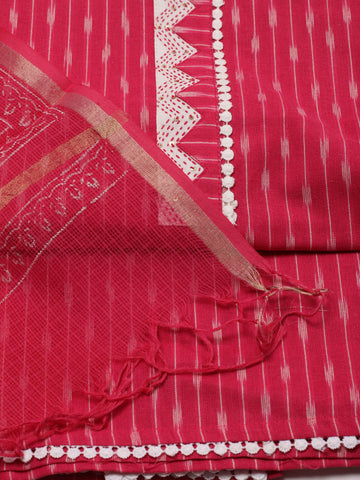 Ikat Printed Cotton Unstitched Suit Piece With Dupatta