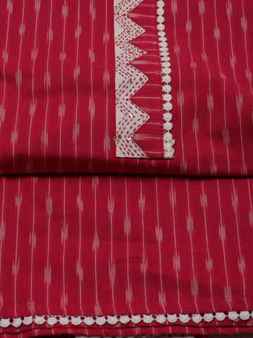 Ikat Printed Cotton Unstitched Suit Piece With Dupatta