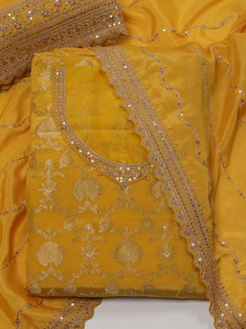 Embroidered Crepe Unstitched Suit Piece With Dupatta & Readymade Palazzo