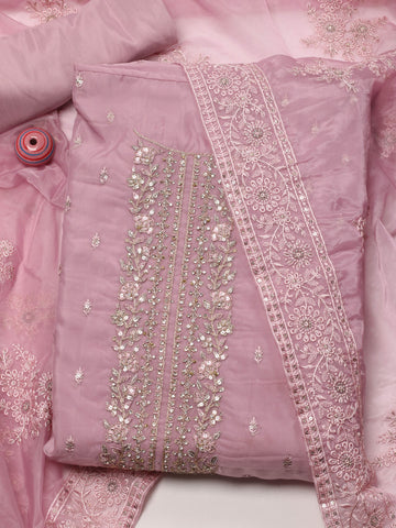 Embroidery Organza Unstitched Suit Piece With Dupatta