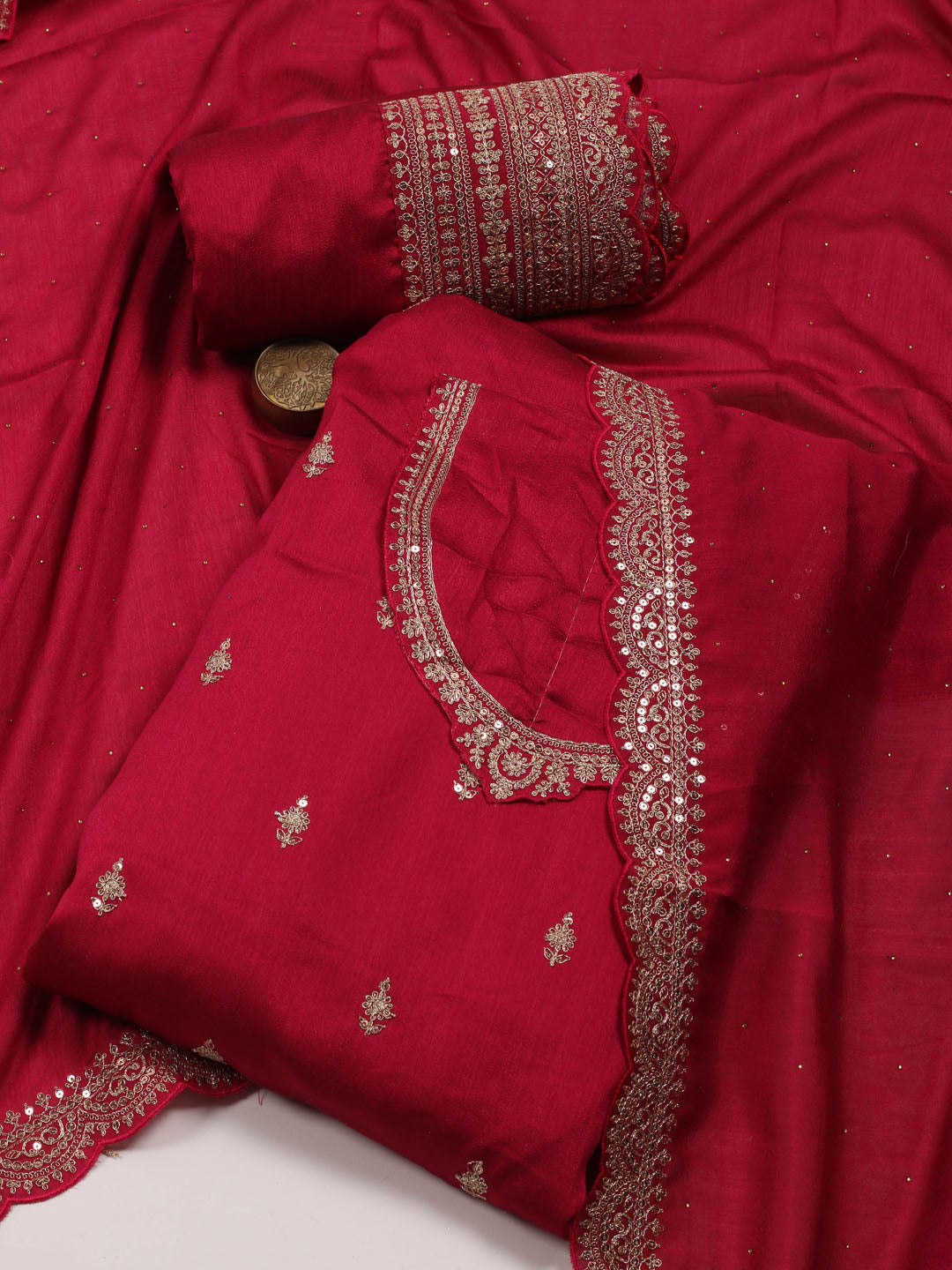 Booti Embroidered Organza Unstitched Suit Piece With Dupatta