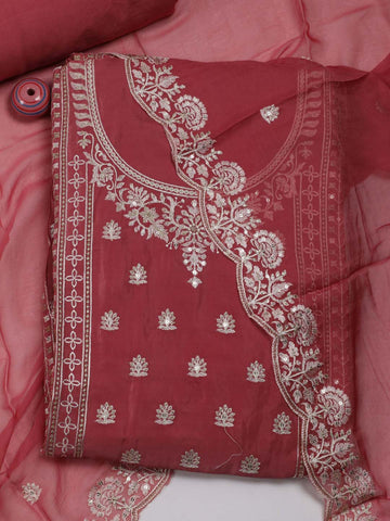 All Over Embroidery Crepe Unstitched Suit Piece With Dupatta