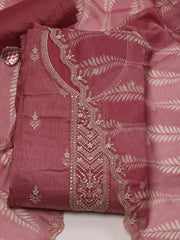 Embroidery Chanderi Unstitched Suit Piece With Dupatta