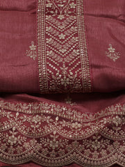 Embroidery Chanderi Unstitched Suit Piece With Dupatta