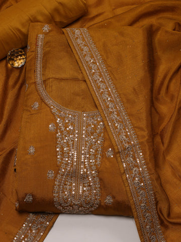 Zari Embroidered Chanderi Unstitched Suit Piece With Dupatta