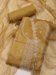 Embroidery Chanderi Unstitched Suit Piece With Dupatta