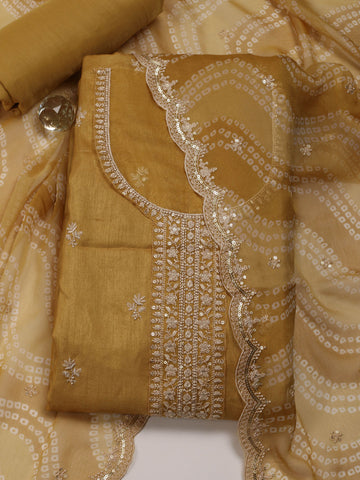 Embroidery Chanderi Unstitched Suit Piece With Dupatta