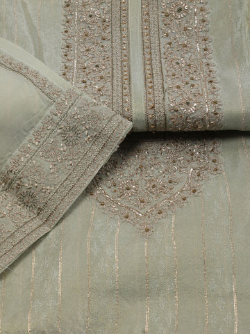 Neck Embroidery Tissue Unstitched Suit Piece With Dupatta