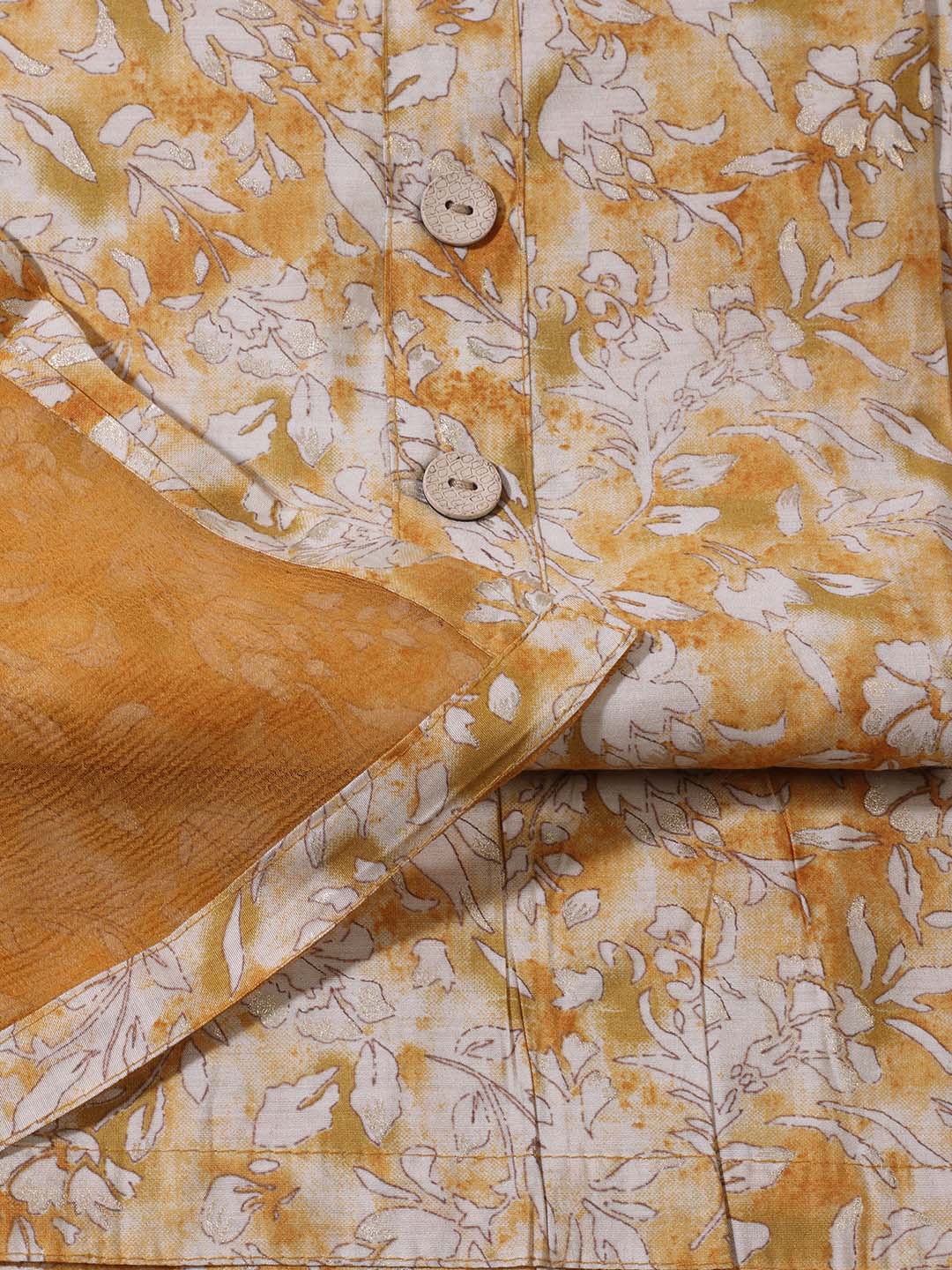 Printed Cotton Unstitched Suit Piece With Chiffon Dupatta