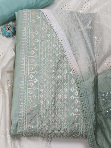 Panel Embroidery Chanderi Unstitched Suit Piece With Dupatta