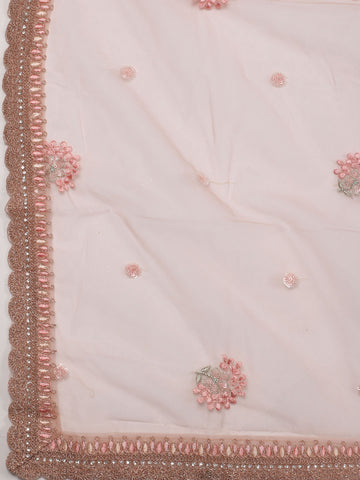 Floral Embroidery Net Chanderi Unstitched Suit Piece With Dupatta