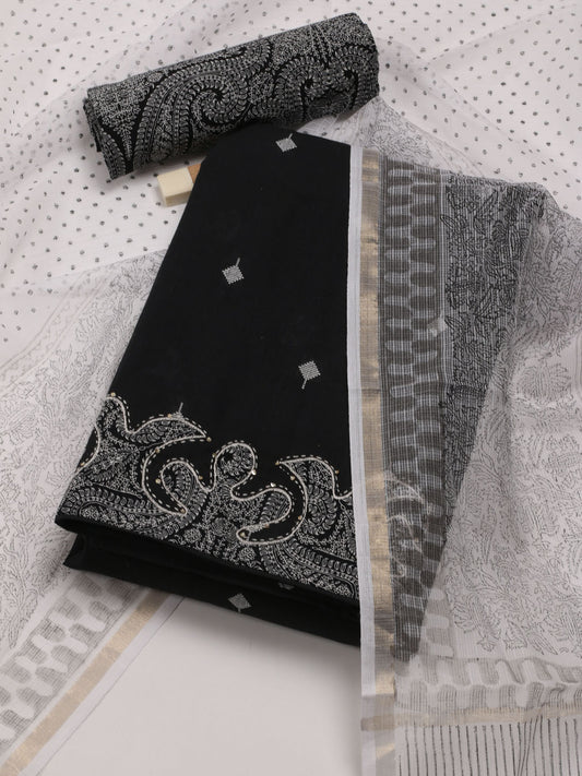 Embroidery Cotton Unstitched Suit Piece With Dupatta