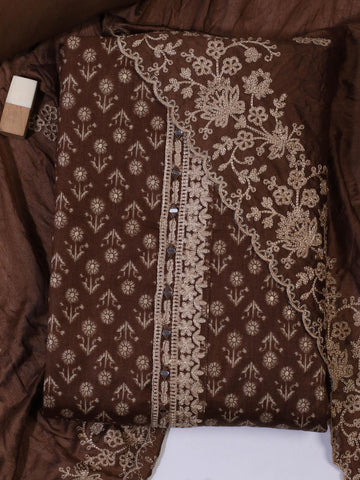 Floral Printed Cotton Unstitched Suit Piece With Chanderi Dupatta