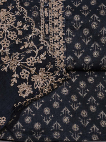 Floral Printed Cotton Unstitched Suit Piece With Chanderi Dupatta