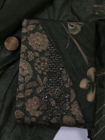 Printed Cotton Unstitched Suit Piece With Chanderi Dupatta