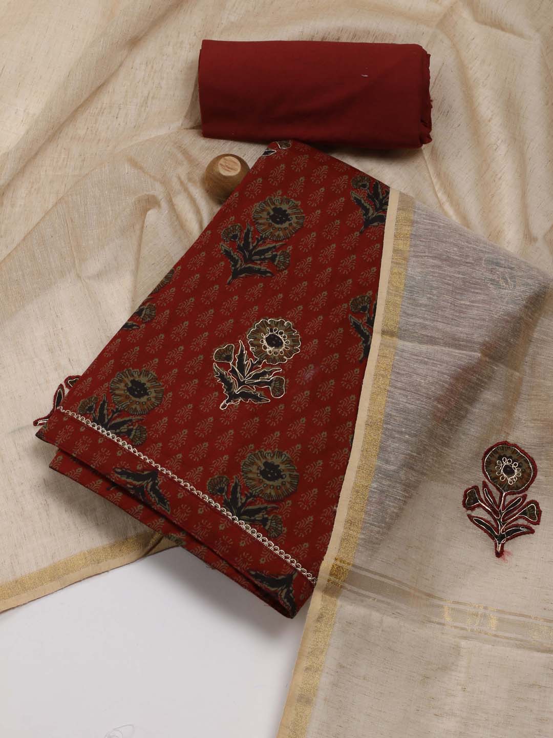 Printed Cotton Unstitched Suit Piece With Dupatta