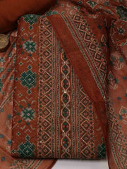Printed Chanderi Unstitched Suit Piece With Dupatta
