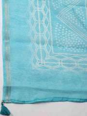 Neck Patti Printed Chanderi Unstitched Suit Piece With Dupatta