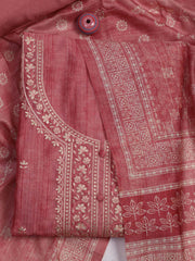 Neck Embroidered Chanderi Unstitched Suit Piece With Dupatta