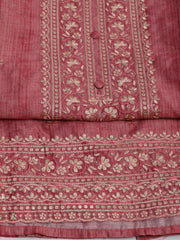 Neck Embroidered Chanderi Unstitched Suit Piece With Dupatta