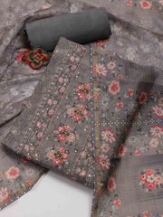 Printed Chanderi Unstitched Suit Piece With Dupatta