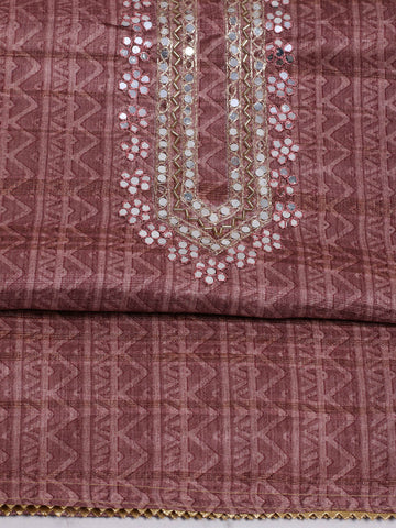 Neck Embroidery Chanderi Unstitched Suit Piece With Dupatta