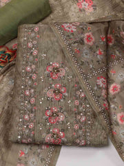 Printed Chanderi Unstitched Suit Piece With Dupatta