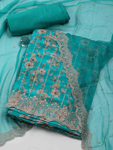 Printed Crepe Unstitched Suit Piece With Dupatta