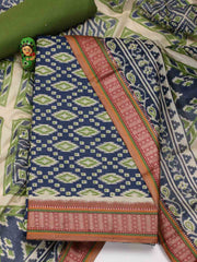 Patola Print Cotton Unstitched Suit Piece With Dupatta