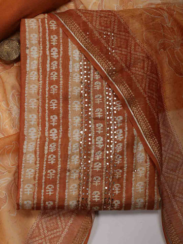 Printed Chanderi Unstitched Suit Piece With Dupatta