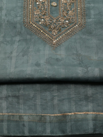 Neck Embroidered Chanderi Unstitched Suit Piece With Dupatta