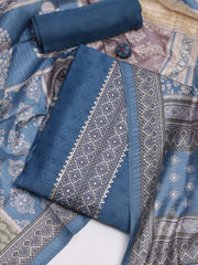 Printed Chanderi Unstitched Suit Piece With Dupatta