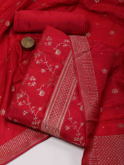 Woven Chanderi Unstitched Suit Piece With Dupatta