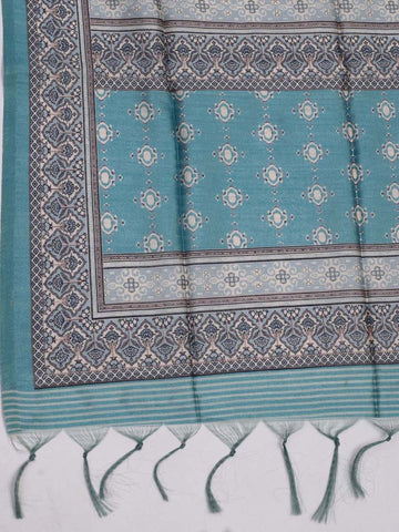 Printed Chanderi Unstitched Suit Piece With Dupatta