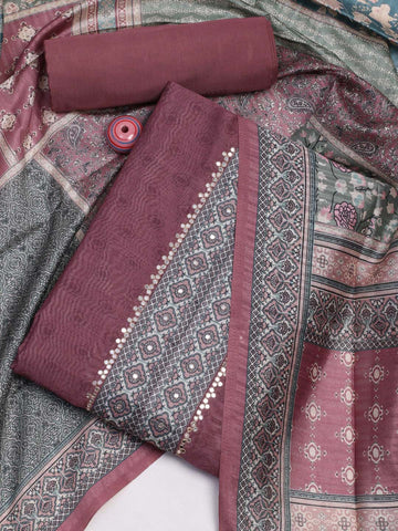 Printed Chanderi Unstitched Suit Piece With Dupatta