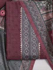 Printed Chanderi Unstitched Suit Piece With Dupatta