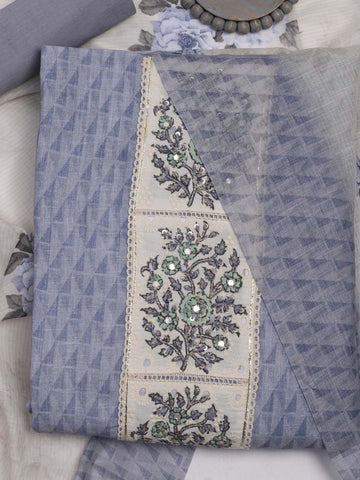 Printed Chanderi Unstitched Suit Piece With Dupatta