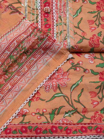 Printed Cotton Unstitched Suit Piece With Dupatta