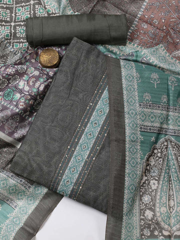 Printed Chanderi Unstitched Suit Piece With Dupatta