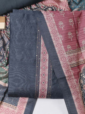 Printed Chanderi Unstitched Suit Piece With Dupatta