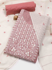 Neck Embroidered Cotton Unstitched Suit Piece With Dupatta