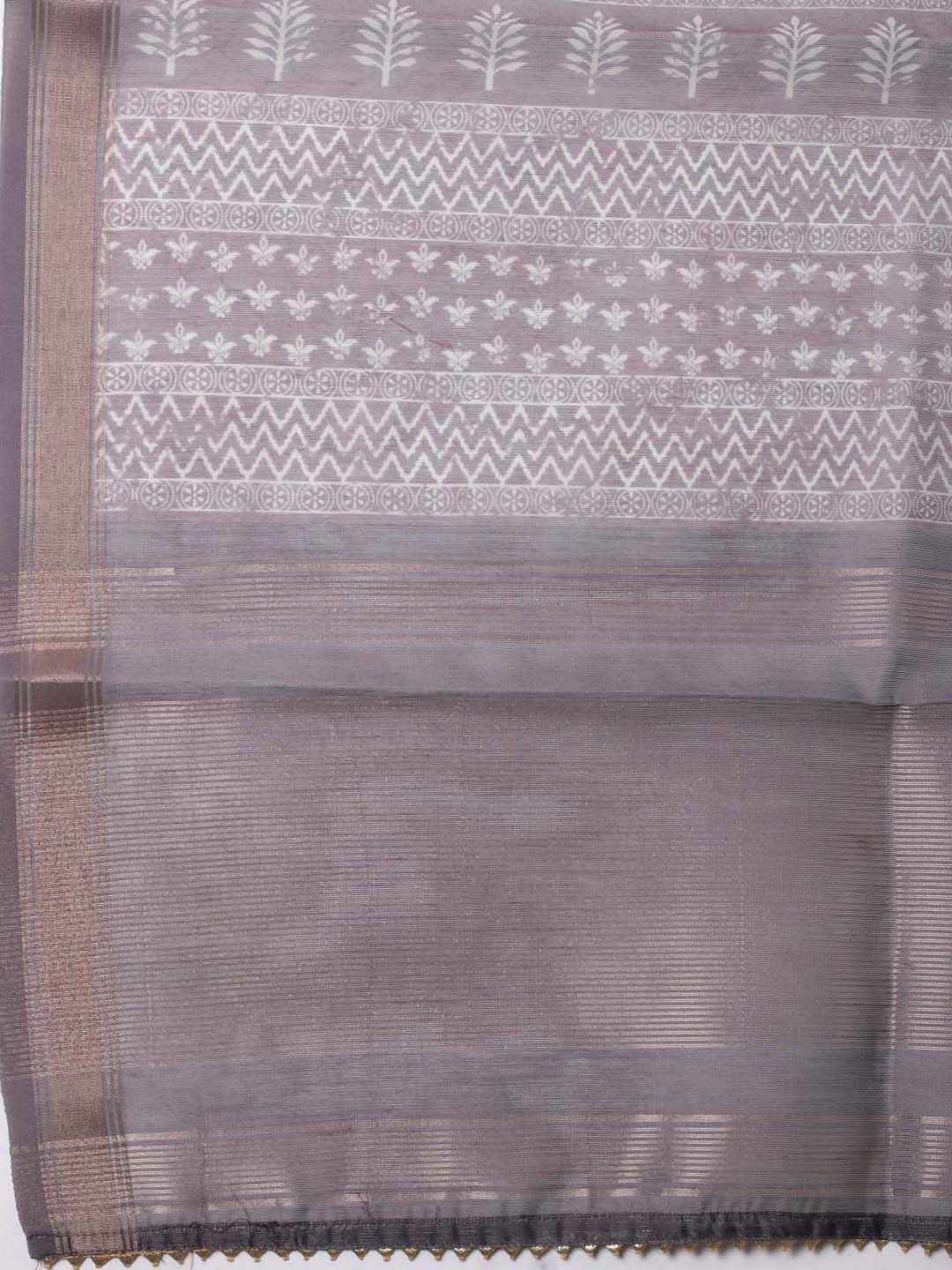 Leheriya Printed Chanderi Unstitched Suit Piece With Dupatta