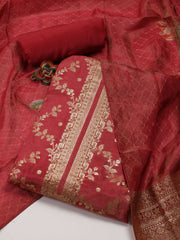 Embroidery Tissue Unstitched Suit Piece With Dupatta