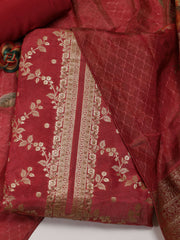 Embroidery Tissue Unstitched Suit Piece With Dupatta