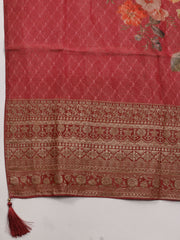 Embroidery Tissue Unstitched Suit Piece With Dupatta